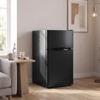 HOMCOM Mini Réfrigérateur Congélateur 90 L, Petit Frigo Compact Silencieux, 2 Portes Réversibles, Thermostat Réglable, Noir(m-11)