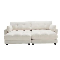 Das schwarze Cord-Doppelsofa verfügt über 2 Kissen, 4 Becherhalter und 4 Seitentaschen, kann in zwei unabhängige Sitze geteilt werden, 224L x 140B x 81H cm , Beige(m-1)