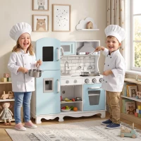 AIYAPLAY Cozinha de Madeira com Luzes e Sons, Exaustor, Dispensador de Água, Máquina de Café, Frigorífico e Forno(m-8)