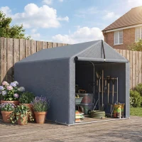 Outsunny Garagenzelt 2,2 x 1,6 m Wasserdicht Gerätezelt mit Rolltür Satteldach Stahlrahmen, UV-beständig Dunkelgrau(m-7)