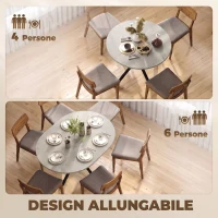 HOMCOM Tavolo Pranzo Allungabile 4-6 Posti, Allunga a Farfalla e Base a X, Grigio Cemento(m-3)
