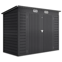 Outsunny 3.7 x 7.9ft Galvanised Steel Shed with Latched Door and Padlock Garden Storage Shed - Grey(m-1)