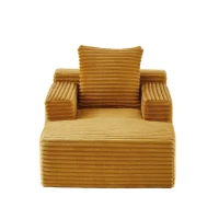 Knochenloses Cordsofa, bequemes Schlafsofa / unzusammengebauter Liegestuhl, Liegestuhl für Wohnzimmer und Büro, 81L x 117B x 50H cm, Gelb(m-1)
