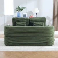 2-in-1 Cordsofa mit verstellbarer Funktion, 2 Getränkehaltern, hohe Rückenlehne und extra tiefe Sitzfläche, 165L x 97B x 61H cm, Smaragdgrün(m-5)