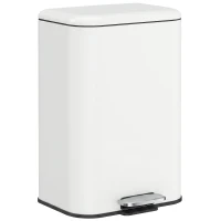 HOMCOM 20 L Kitchen Pedal Bin, Metal Rubbish Bin with Removable Inner Bucket, Soft-Close & Stay-Open Lid, Cream White(m-15)