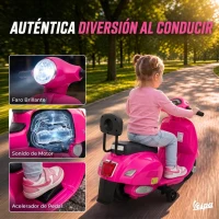 AIYAPLAY Moto Eléctrica para Niños Licencia Mini Vespa GTS 2 Ruedas Auxiliares Batería de Litio Faro Bocina Respaldo Rosa(m-9)