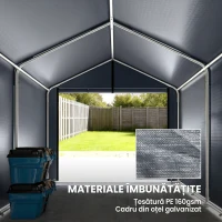 Outsunny Garaj cort cu material întărit impermeabil și intrare cu fermoar, din oțel galvanizat, 162x221,5x163 cm, gri(m-4)