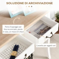 HOMCOM Consolle Ingresso con 2 Cassetti, Tavolo Consolle, Tavolino Ingresso per Corridoio, Ingresso, Soggiorno, 87x34x78.5 cm, Bianco(m-4)