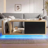 Multifunktionales Retro Essensockel mit integrierter LED-Beleuchtung, klassisches Holzmetalldesign, Lagerraum separat dimmbar, 99,5X53X38 cm, Natur(m-4)