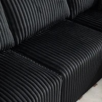 Modulares Sofaset mit Liegestühlen und Doppelbetten, 5 Kissen und 2 Getränkehaltern， 257X160X62 cm, Schwarz(m-8)