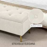 HOMCOM Sitzbank mit Stauraum, Polsterbank mit Samtoptik, Goldene Stahlbeine, Bettbank für Wohnzimmer(m-4)