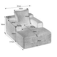 Knochenloses Cordsofa, bequemes Schlafsofa / unzusammengebauter Liegestuhl, Liegestuhl für Wohnzimmer und Büro, 81L x 117B x 50H cm, Beige(m-3)