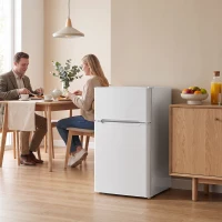 HOMCOM Mini-frigider cu congelator 2-usi cu termostat reglabil Frigider mic pentru băuturi 90L Alb(m-4)