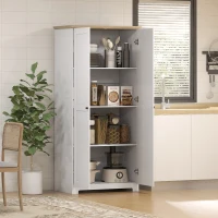 HOMCOM 172cm Kitchen Cupboard, Freestanding Storage Cabinet with Doors and Shelves, Modern 2-Door Kitchen Pantry Cupboard for Dining Room, White(m-11)