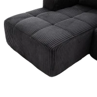 Cord-Kombinationssofa mit 3 Kissen, Seitentaschen und Getränkehaltern, 253L x 158B x 61H cm, Dunkelgrau(m-8)