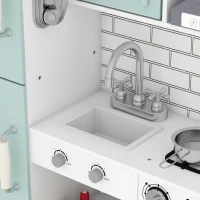 AIYAPLAY Cozinha de Madeira com Luzes e Sons, Exaustor, Dispensador de Água, Máquina de Café, Frigorífico e Forno(m-14)