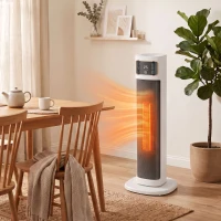 HOMCOM Calefactor Eléctrico Cerámico PTC 2000W con 4 Modos Control Remoto Protección Contra Sobrecalentamiento y Vuelcos(m-11)