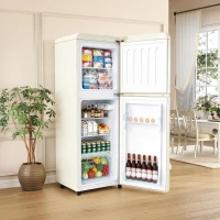 112L Doppeltür-Kühlschrank, 72L Kühlfach + 40L Gefrierfach, 7-stufiger Temperaturregler, 41L x 48,5 B x 114,5 H cm, Cremefarben(m-6)