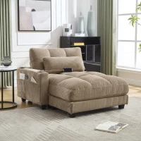 Palm-Sessel mit austauschbaren linken und rechten Armlehnen, drei Becherhaltern und einer Seitentasche, USB-Anschlüssen an den Seitenlehnen, 140L x 112B x 81H, Khaki(m-6)