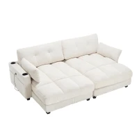 Das schwarze Cord-Doppelsofa verfügt über 2 Kissen, 4 Becherhalter und 4 Seitentaschen, kann in zwei unabhängige Sitze geteilt werden, 224L x 140B x 81H cm , Beige(m-10)