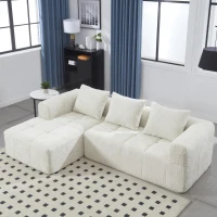 Modernes L-förmiges Wildledersofa, 3 Kissen, fernbedienbare Seitentaschen, 250L x 158B x 60H,Beige(m-5)