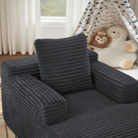 Knochenloses Cordsofa, bequemes Schlafsofa / unzusammengebauter Liegestuhl, Liegestuhl für Wohnzimmer und Büro, 81L x 117B x 50H cm, Dunkelgrau(m-8)