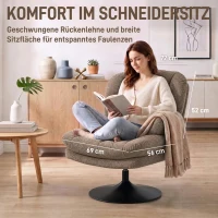 HOMCOM Loungesessel mit Hocker, 360° drehbar, aus Raindrop-Samt, höhenverstellbarer Fußhocker, Braun(m-5)