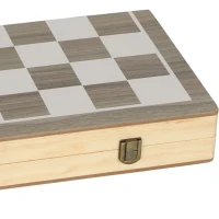 SPORTNOW vouwbaar spelset, schaak en dam, compacte koffer, walnoot, accessoires(m-13)