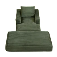 Knochenloses Cord-Freizeitsofa, doppellagiges Design, kann in ein Bett gefaltet werden, 100L x 160B x 64H cm, Grün(m-7)