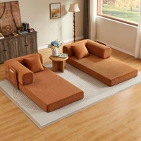 Knochenloses modulares Sofa, umbaubar in ein Bett, umfasst 2 Polster und einen Stahlrahmen, 204L x 97B x 65H cm,Terrakotta(m-5)