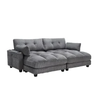 Palm-Sessel mit austauschbaren linken und rechten Armlehnen, drei Becherhaltern und einer Seitentasche, USB-Anschlüssen an den Seitenlehnen, 140L x 112B x 81H, Grau(m-11)