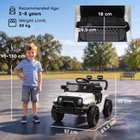 AIYAPLAY 12V Electric Car for Kids with Remote, Dual Motors, Rear Suspension, Soft Start, Music, Lights for 3-8 Years, White(m-3)