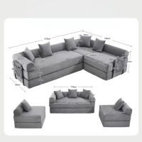 Bequemes Familiensofa mit Stauraum, frei kombinierbar, 270L x 180B x 64H cm, Dunkelgrau(m-3)