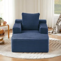 Knochenloses Cordsofa, bequemes Schlafsofa / unzusammengebauter Liegestuhl, Liegestuhl für Wohnzimmer und Büro, 81L x 117B x 50H cm, Blau(m-5)