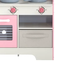 AIYAPLAY Cuisine Enfant avec Lumières et Sons, Cuisine de Jeu avec Tiroir en Tissu et 5 Accessoires, pour Enfants 3-6 Ans, Rose(m-13)
