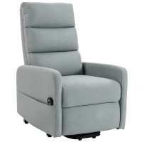 HOMCOM Fotoliu relax electric cu ajutor la ridicare, Telecomandă, Spumă moale, Buzunar lateral, Tapițerie cu aspect de in, Gri(m-8)