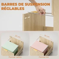 HOMCOM Bureau d'Ordinateur, Rangement Réversible, 3 Tiroirs Façades Ondulées, Plateau Épais et Spacieux, 120x50x76cm, Chêne(m-6)