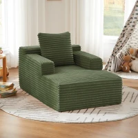 Knochenloses Cordsofa, bequemes Schlafsofa / unzusammengebauter Liegestuhl, Liegestuhl für Wohnzimmer und Büro, 81L x 117B x 50H cm, Grün(m-6)