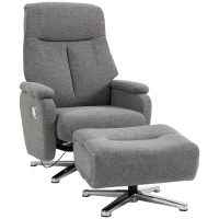 HOMCOM Fotoliu relax reglabil manual, fotoliu lounge cu taburet, gri închis(m-7)