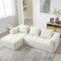 Modernes L-förmiges Wildledersofa, 3 Kissen, fernbedienbare Seitentaschen, 250L x 158B x 60H,Beige(m-2)