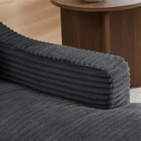 Knochenloses Cord-Freizeitsofa, doppellagiges Design, kann in ein Bett gefaltet werden, 100L x 160B x 64H cm, Dunkelgrau(m-6)