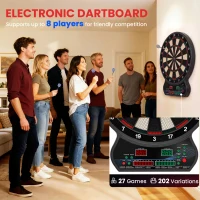HOMCOM Electronic Hanging Dartboard LED Digital Score Set 27 Games and 202 Variations with 12 Soft Tip Darts(m-4)