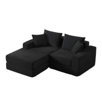 Knochenlose Sofabestuhlung mit rutschfester Basis, mit breiten Armlehnen, bequemen Rückenlehnen und einem hochelastischen Polster, Maße 259,5 L x 96 B x 64,5 H cm, Schwarz(m-9)