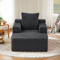 Knochenloses Cordsofa, bequemes Schlafsofa / unzusammengebauter Liegestuhl, Liegestuhl für Wohnzimmer und Büro, 81L x 117B x 50H cm, Dunkelgrau(m-5)