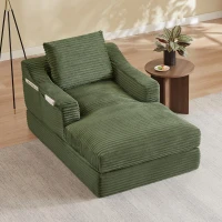 Knochenloses Cord-Freizeitsofa, doppellagiges Design, kann in ein Bett gefaltet werden, 100L x 160B x 64H cm, Grün(m-2)