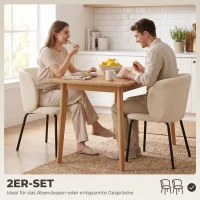HOMCOM Esszimmerstühle ergonomische Armlehne gepolsterte Küchenstühle Metallbeine 2er Set Beige(m-4)