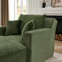 Moderner Cord-Loungesessel, bequemes Schlafsofa/Liegestuhl, geeignet für Wohnzimmer und Büro, 100L x 166B x 72H cm,Grün(m-8)
