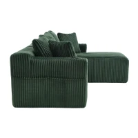 Modulares Sofaset mit Liegestühlen und Doppelbetten, 5 Kissen und 2 Getränkehaltern，257X160X62 cm, Smaragdgrün(m-11)