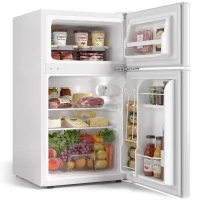 HOMCOM Mini-frigider cu congelator 2-usi cu termostat reglabil Frigider mic pentru băuturi 90L Alb(m-8)