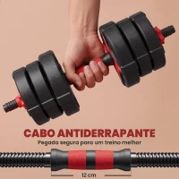 SPORTNOW Conjunto de Halteres Ajustáveis 20 kg 5 em 1 com Kettlebell, Barra, Halteres e Suportes para Flexões para Ginásio em Casa(m-6)
